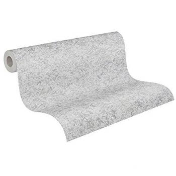 Papel Pintado Vlies Atractivo Liso Gris y Plata - 53 cm x 10,05 m - 5,33 m²