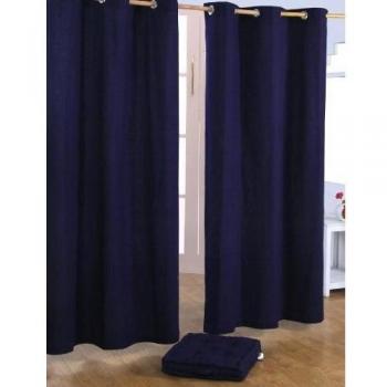 HOMESCAPES Par de Cortinas Opacas Decorativas, 100% algodón con Ojales en Color Azul Marino 137 x 228 cm