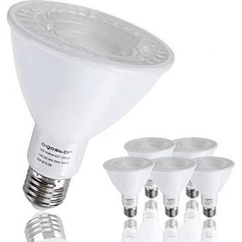 Aigostar - Pack de 5 PAR30 COB - Punto de luz de casquillo grande e27, 12w watios, luz cálida