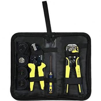 Meterk Alicates para Crimpadora y Pelacables Kit, 4 en 1 Mutilfuncional Kit de Herramientas de Alicate con un Destornillador, Reemplazable Alicates para Prensar Terminal de Trinquete