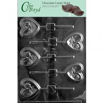 Cybrtrayd V106 Heart with Roses Lolly Valentine Chocolate Candy Mold by Mifgash, LLC, T/A CybrTrayd