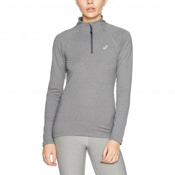 Asics LS 1/2 Zip Jersey Top de Manga Larga, Mujer, Gris