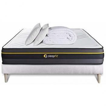 Pack Colchón Viscoelástico Activo 140 x 190 cm - Altura 24 cm - Incluye Almohadas y Edredón