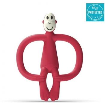 Mordedor de Dentición 2 en 1 Matchstick Monkey Rojo con Cepillo de Dientes