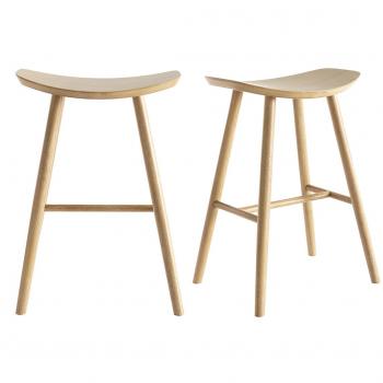 Set de 2 taburetes de cocina de madera clara 65 cm DEMORY