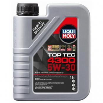 LIQUI MOLY Aceite de motor 5W30 Top Tec 4300 - 1 Litro, aceite sintético, adecuado para motores diésel y gasolina, cumple con normas API SN/CF y ACEA C3, alta