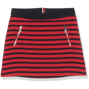 Tommy Hilfiger AME BI Stripe Skirt, Falda para Niñas, Rojo