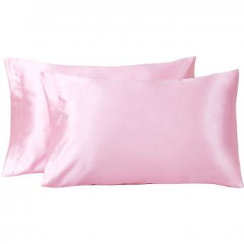 Bedsure Fundas de Almohada para Pelo y Rostro, 2 Piezas, Antiarrugas, sin Cremallera, Rosado, 50x75 cm