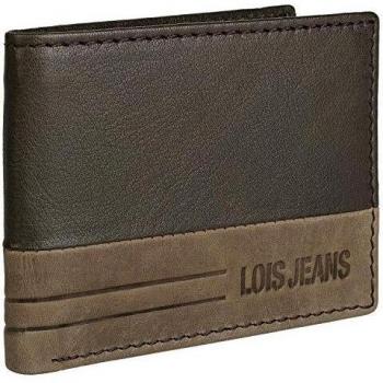 Lois - Cartera para Hombre de Cuero. Billetero de Piel Genuina. Porta Monedas Tarjetas Billetes dni. protección RFID. Caja para Bicolor Elegante clásica. Calidad. 202408, Color Marron Oscuro-Marron
