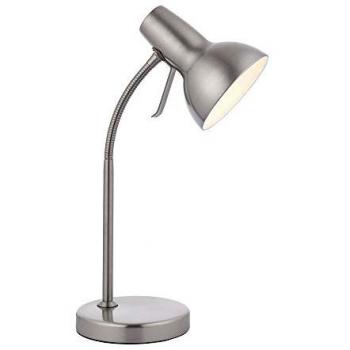 Lámpara de mesa Amalfi de acero con placa de níquel satinado y acabado en blanco brillante, tipo LED, 1 luz, casquillo GU10