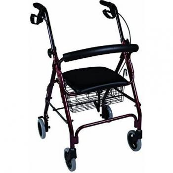 Herdegen - Andador rollator caminador con asiento y 4 ruedas; hecho de aluminio y con frenos, con cesta para transportar objetos o hacer la compra, altura regulable