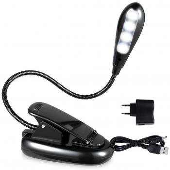 ALED LIGHT® Recargable extra-brillante de luz LED 4 libro, Easy Clip On luz de lectura, 2 Ajustes de brillo, suave acolchado abrazadera, cable USB y cargador de CA certificado por UL. Perfecto para lectores Noche
