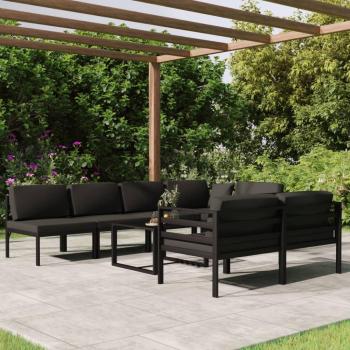 8-Piece Anthracite Aluminum Garden Lounge Set with Cushions