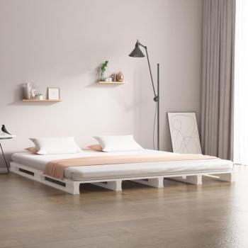 Cama de paleta blanca de madera de pino macizo 120x200 cm