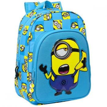 Mochila Infantil Minions Minionstatic Adaptable a Carro 34cm Safta