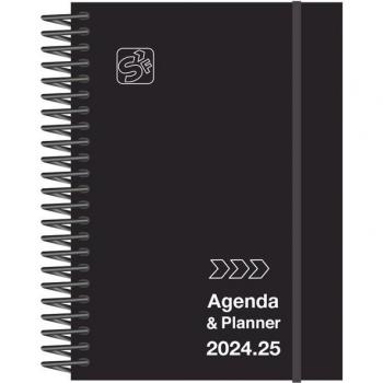 Agenda Escolar 2024-2025 Senfort Iki Unicolor Espiral Tapa PP S/V 150x210 con Goma Negro