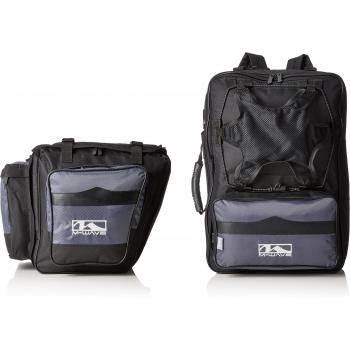 M-Wave Traveller - Alforjas Triples para Bicicleta con 3 Compartimentos, Capacidad de 62 L, Color Negro y Gris, Peso 4 kg