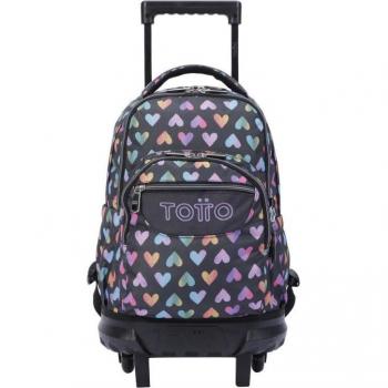 Mochila Escolar Pequeña con Ruedas Corazones Colores - Resma