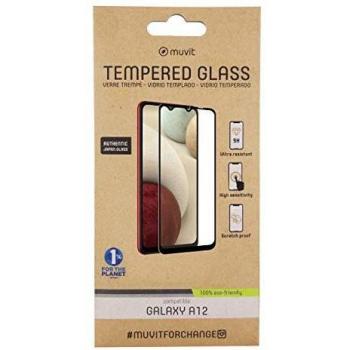 muvit for change Protector Pantalla Samsung Galaxy A12/A32 5G Vidrio Templado Plano Marco Negro