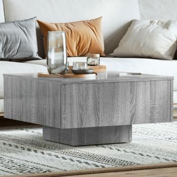 Mesita de centro Sonoma de madera contrachapada gris 60x60x31,5 cm multicapa