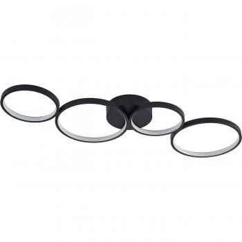 Plafón LED 'Evengeline' de Aluminio Negro para Salón y Comedor - Lindby, 88 cm
