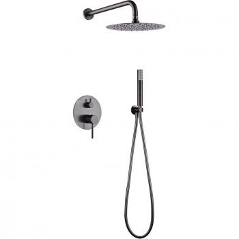 Conjunto de ducha monomando empotrado Monza Imex en acabado black gun metal