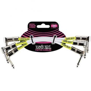 Ernie Ball 3-Pack 6-Inch Right-Angle Patch Cables - White