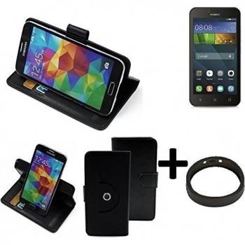 TOP SET: 360° Funda Smartphone para Huawei Y5, negro + anillo protector | Función de stand Caso Monedero BookStyle mejor precio, mejor funcionamiento - K-S-Trade