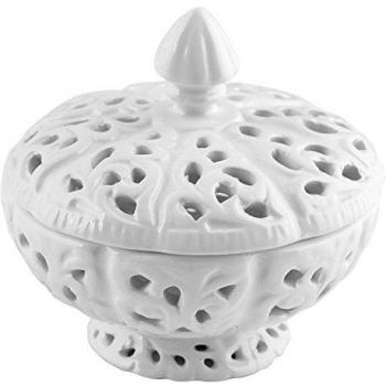 Scatola in ceramica traforata, 11 cm, bianco
