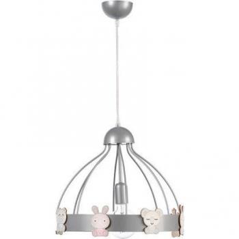 Lámpara de techo colgante cilíndrica KIKI Metal y Madera Plata
