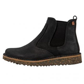 Botines de Piel para Mujer El Naturalista N5632 Felsen Negros, Planos con Cordones, Casual, Talla 36