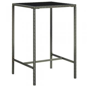 vidaXL Garden Bar Table Grey 70x70x110 cm Poly Rattan and Glass