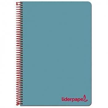 Cuaderno espiral liderpapel A4 wonder tapa plastico 80h 90gr cuadro 4mm con margen color celeste.