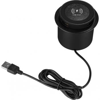 Cargador Inalámbrico Portátil de Escritorio 18W con Carga Rápida y USB Integrado
