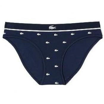 Braguita Lacoste Stretch Monogram para mujer, color azul y blanco, con minicocodrilo marino, talla S