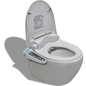 Inodoro Montado en Pared con Asiento del inodoro Automático Electrónico Blanco