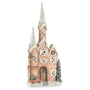 Figura Decorativa Casa Navidad Luz LED Rosa Música Blanco Marrón Verde Magnesio 20 x 125 x 55 cm