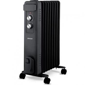 Sogo SS-18460 Radiador de Aceite de 9 elementos calefactor de 2000W con guardacables, termostato regulable