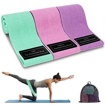 Bandas Elasticas Musculacion, 3 Piezas Bandas Elásticas Fitness con 3 Niveles para Piernas/Glúteos/Muslos, Cadera Ancha Antideslizante Bandas Resistencia para Yoga, Pilates, Crossfit, Hogar, Gym