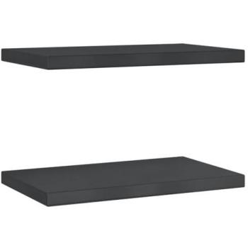 Estantes de Pared 2 uds Acero Inoxidable Negro 50x30x3 cm, Estante Flotante