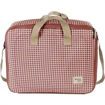 Walking Mum. Maleta de Bebé I Love Vichy. Bolsa de Maternidad para Hospital/clínica. Organizador para lo Que mamá, papá y bebé necesiten. Color Rosa. Medidas 49X37X12 cm.