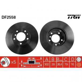 Disco de freno TRW DF2558, frente, ventilado, altamente carbonizado, 1 pieza