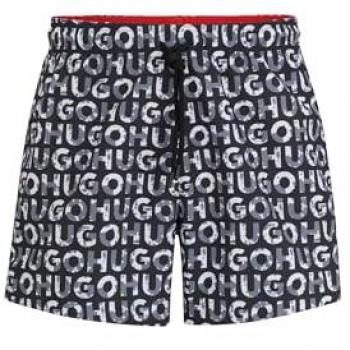 Bañador HUGO para hombre Tortuga negro con Monogram Logo en color negro y blanco - Talla M