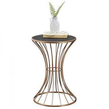 Mesa Auxiliar Sablier de Metal y MDF en Forma de Reloj de Arena - 56 cm x 38 cm - Negro y Cobre