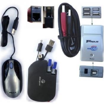 Para portátiles de Targus/Notebook/juego de accesorios de ordenador portátil con ratón óptico, hub USB, enchufe de teléfono Reino Unido a RJ11 enchufe y adaptador para 3-in-1 de la unidad y conector de cable