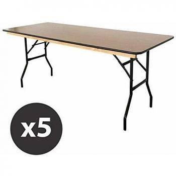 Lote de 5 mesas plegables de madera de 180 cm