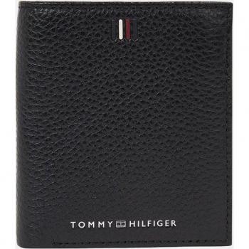 Cartera Tommy Hilfiger de piel en negro con firma TH