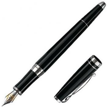 CLEO Skribent Platinum, Pluma estilográfica, Negro, plumín de Oro 18k F Fino