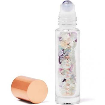 Botella de Aceite de Fluorita Arcoíris con Cristales Recargable 10 ml - Herramientas de Limpieza Facial Unisex
