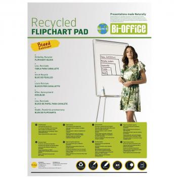 Bi-Office Earth - Bloc de Papel Reciclado para Pizarra Rotafolios, Euro, 20 Hojas por Bloc, 55 g/m², Paquete de 5 Bloques